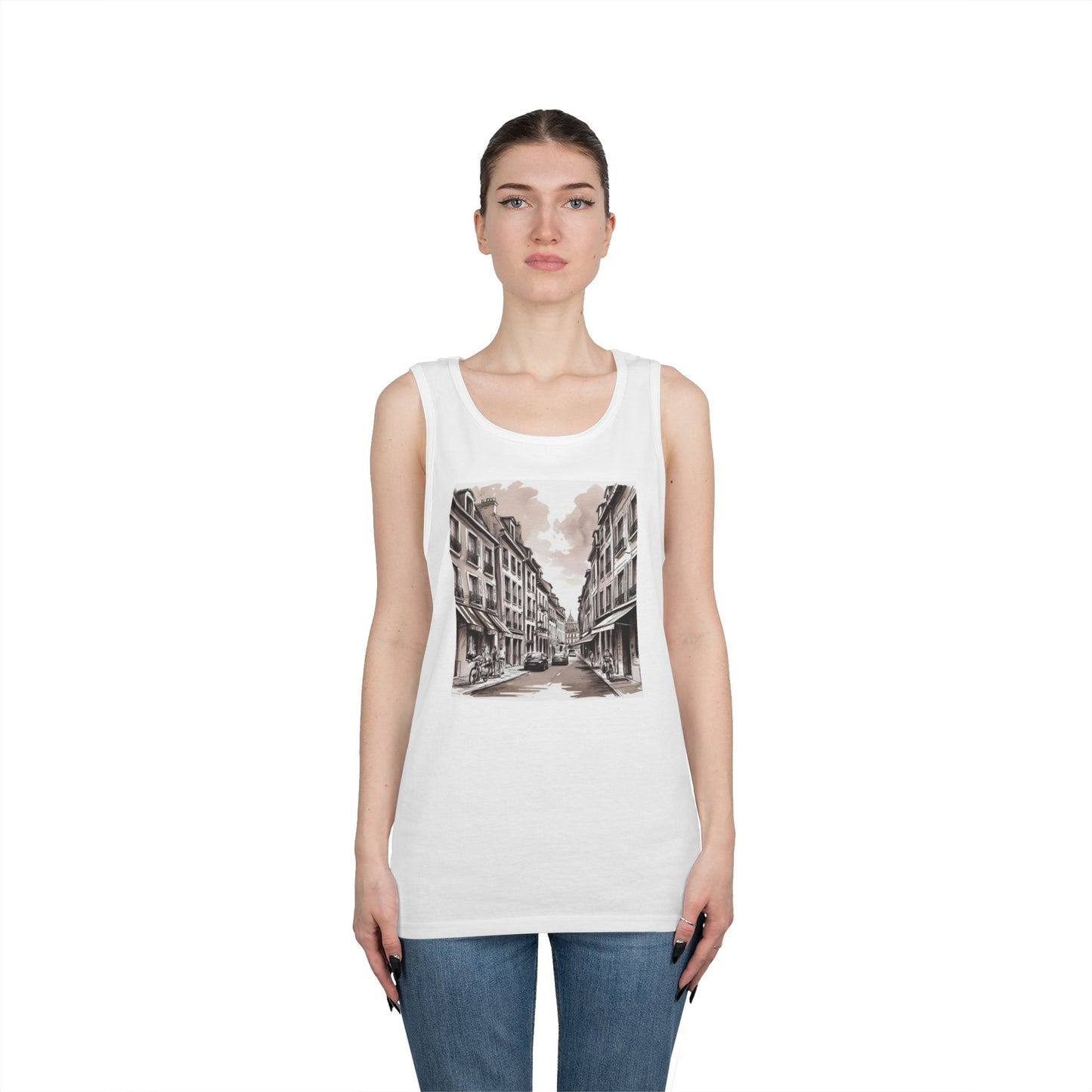 Vintage Cityscape Unisex Heavy Cotton Tank Top