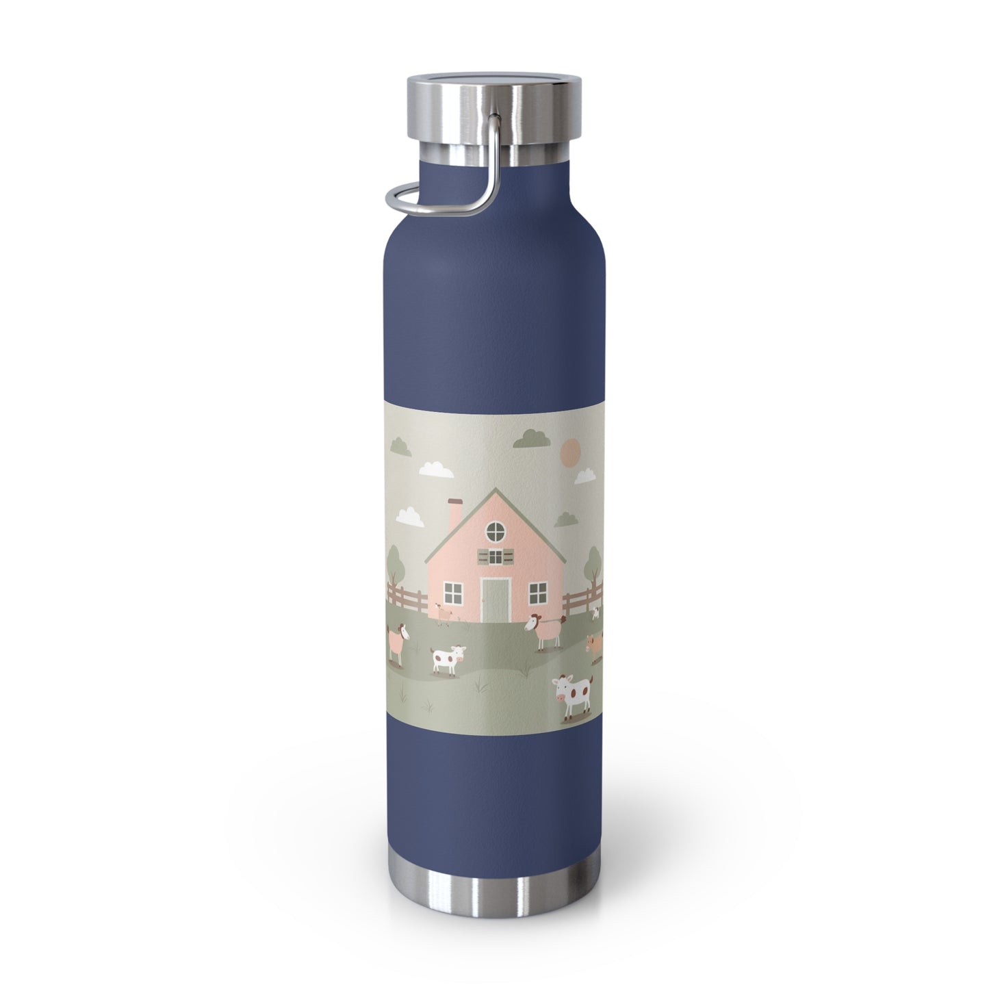 Farmhouse Style Copper Vacuum Insulated Bottle - 22oz with Pastoral Design