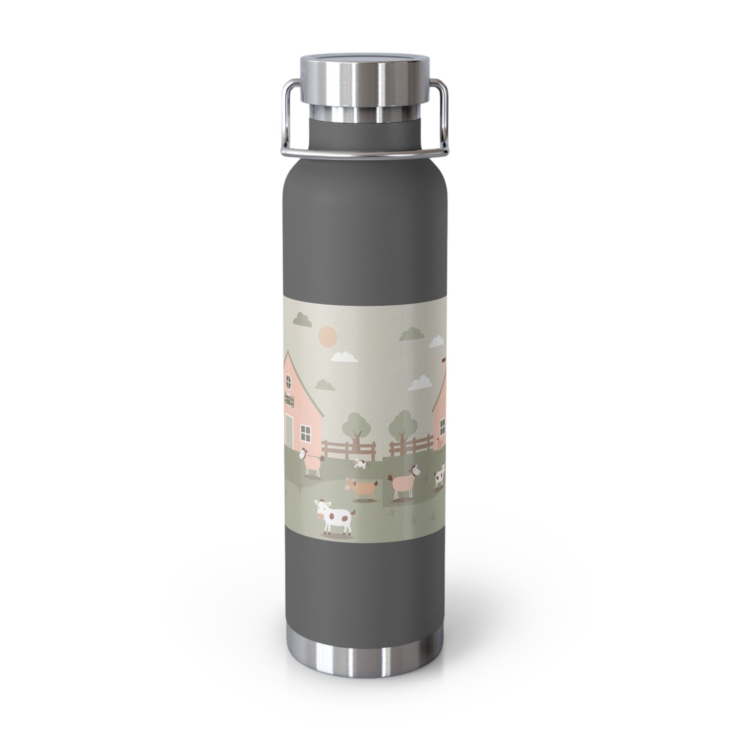 Farmhouse Style Copper Vacuum Insulated Bottle - 22oz with Pastoral Design