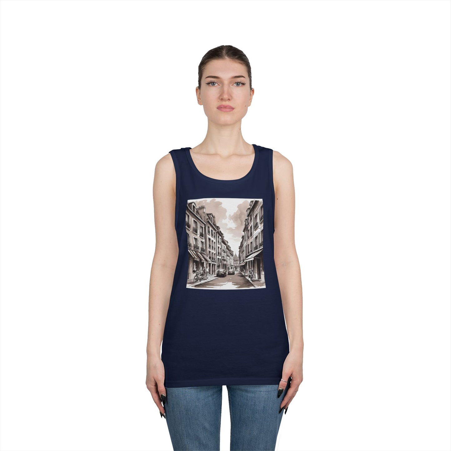Vintage Cityscape Unisex Heavy Cotton Tank Top