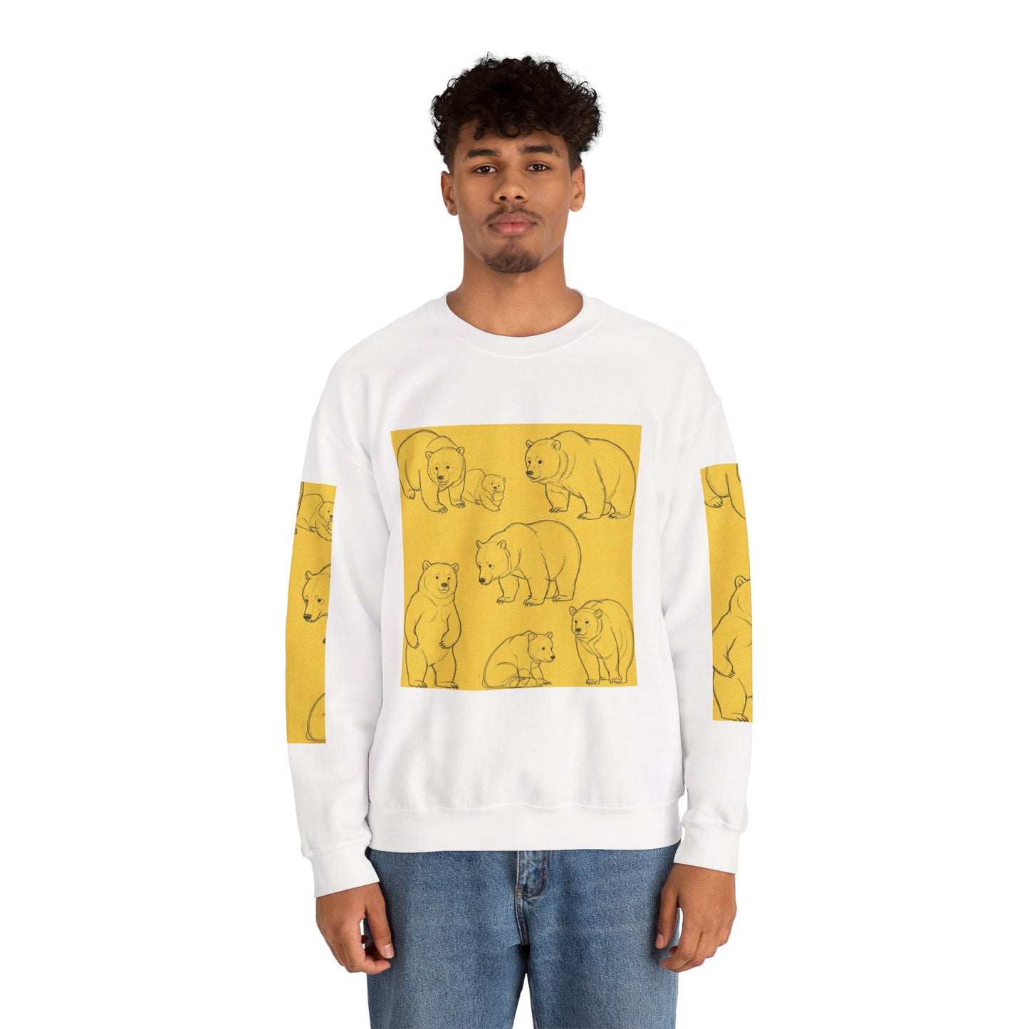 Cozy Bear Illustration Crewneck Sweatshirt - Unisex Heavy Blend