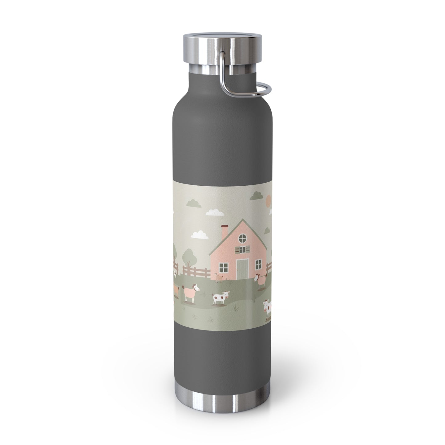 Farmhouse Style Copper Vacuum Insulated Bottle - 22oz with Pastoral Design