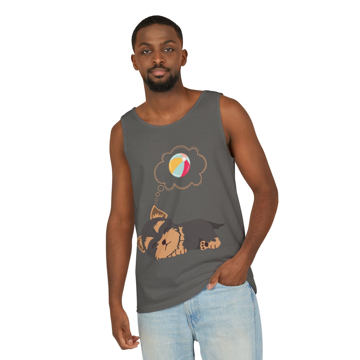 Cute Dog Dreaming Tank Top - Unisex Garment-Dyed Summer Wear