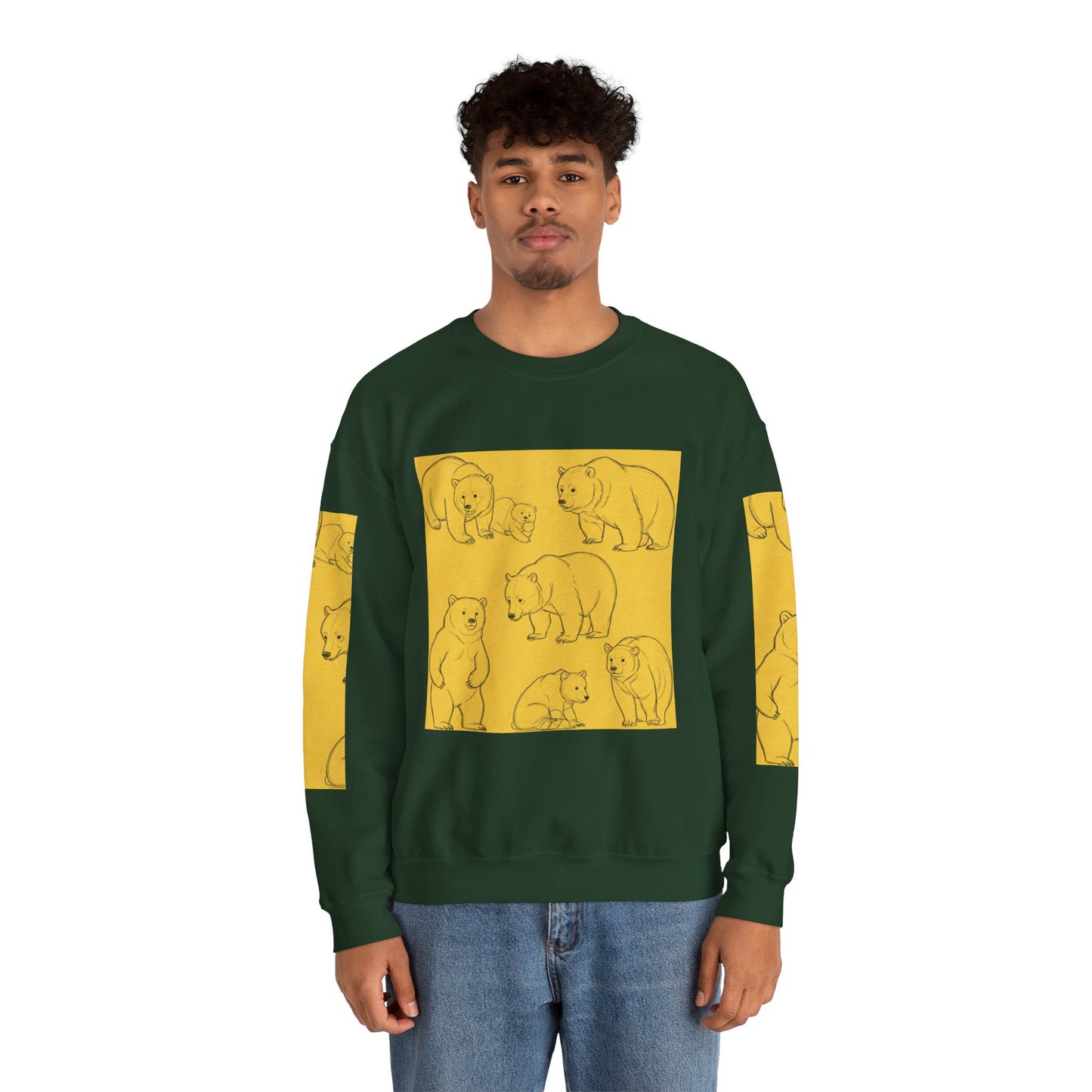 Cozy Bear Illustration Crewneck Sweatshirt - Unisex Heavy Blend