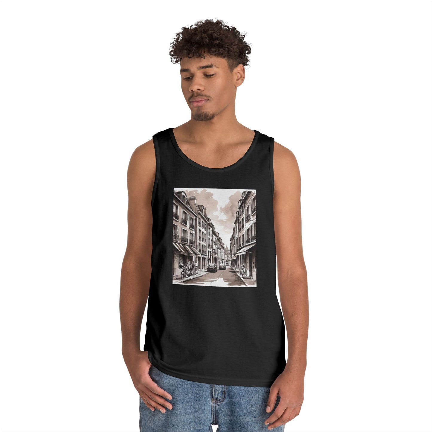 Vintage Cityscape Unisex Heavy Cotton Tank Top