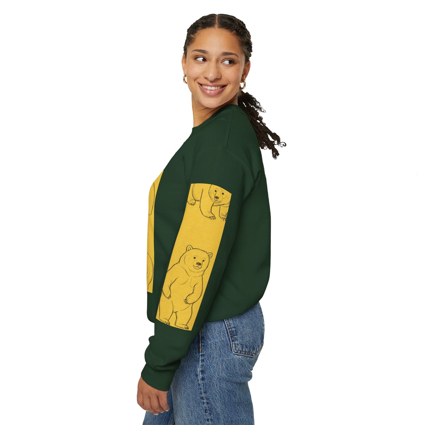 Cozy Bear Illustration Crewneck Sweatshirt - Unisex Heavy Blend