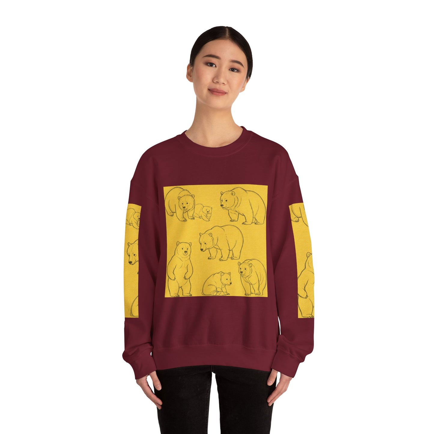 Cozy Bear Illustration Crewneck Sweatshirt - Unisex Heavy Blend