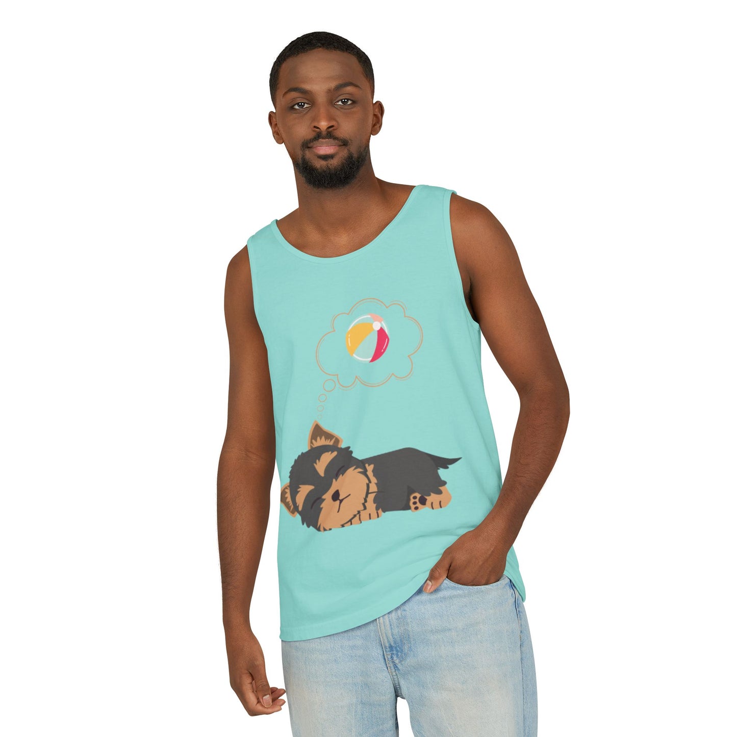 Cute Dog Dreaming Tank Top - Unisex Garment-Dyed Summer Wear