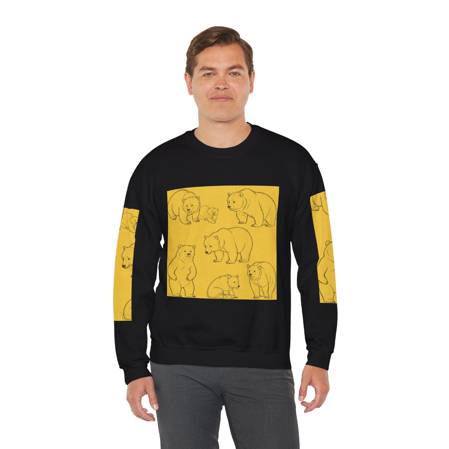 Cozy Bear Illustration Crewneck Sweatshirt - Unisex Heavy Blend