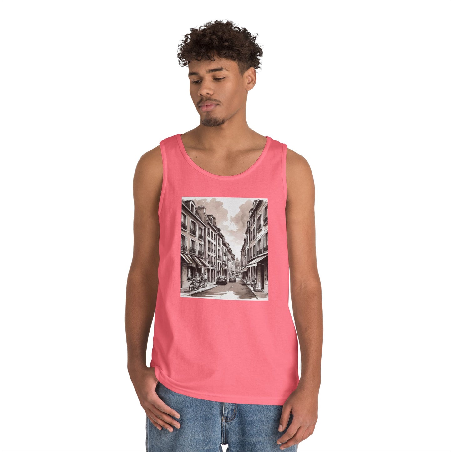 Vintage Cityscape Unisex Heavy Cotton Tank Top