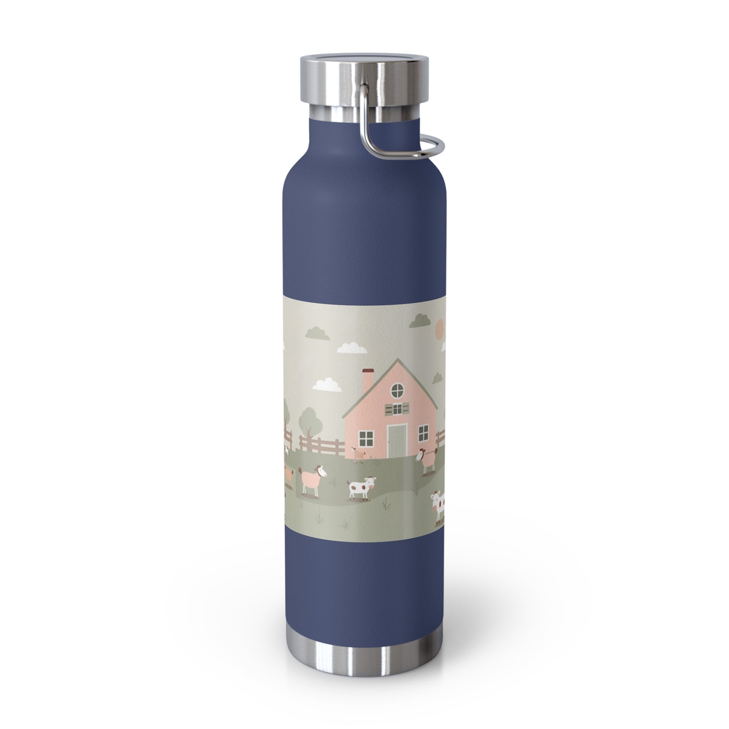 Farmhouse Style Copper Vacuum Insulated Bottle - 22oz with Pastoral Design