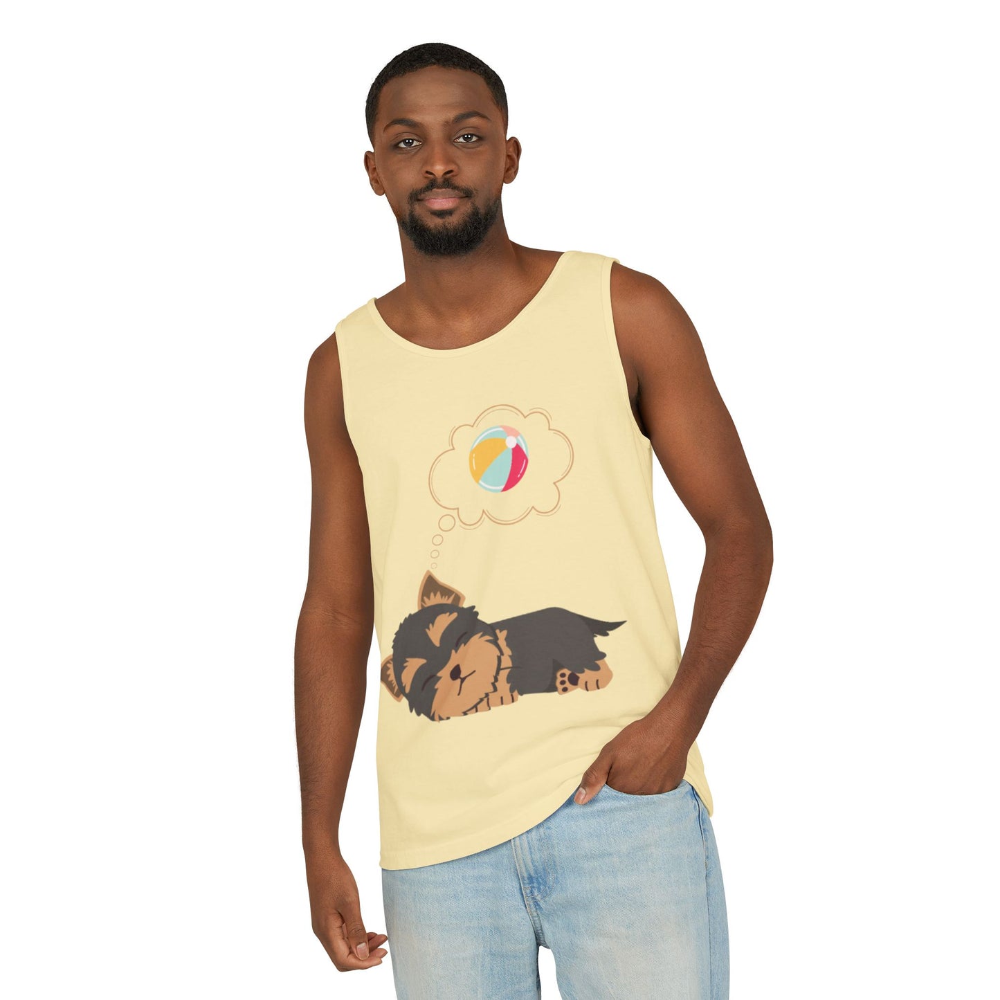 Cute Dog Dreaming Tank Top - Unisex Garment-Dyed Summer Wear