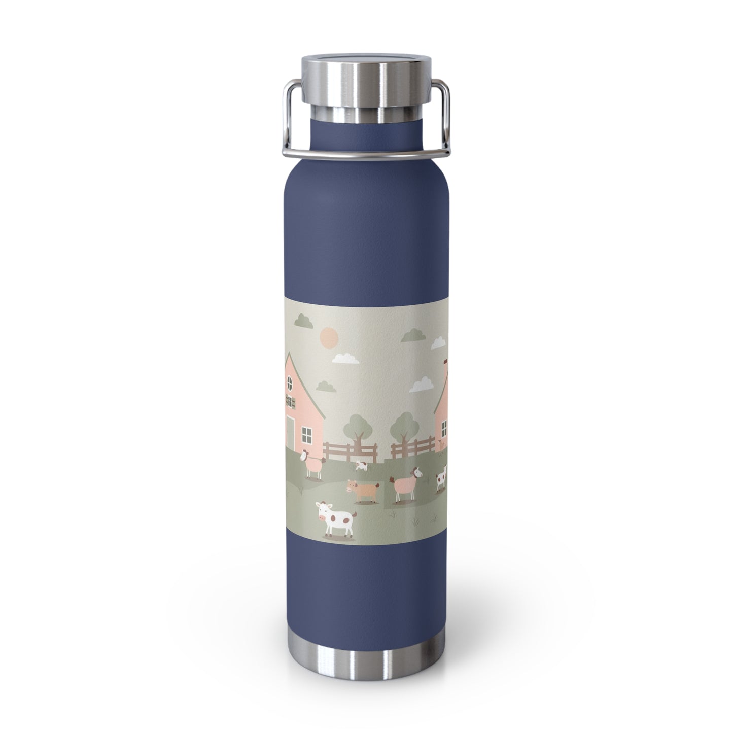 Farmhouse Style Copper Vacuum Insulated Bottle - 22oz with Pastoral Design