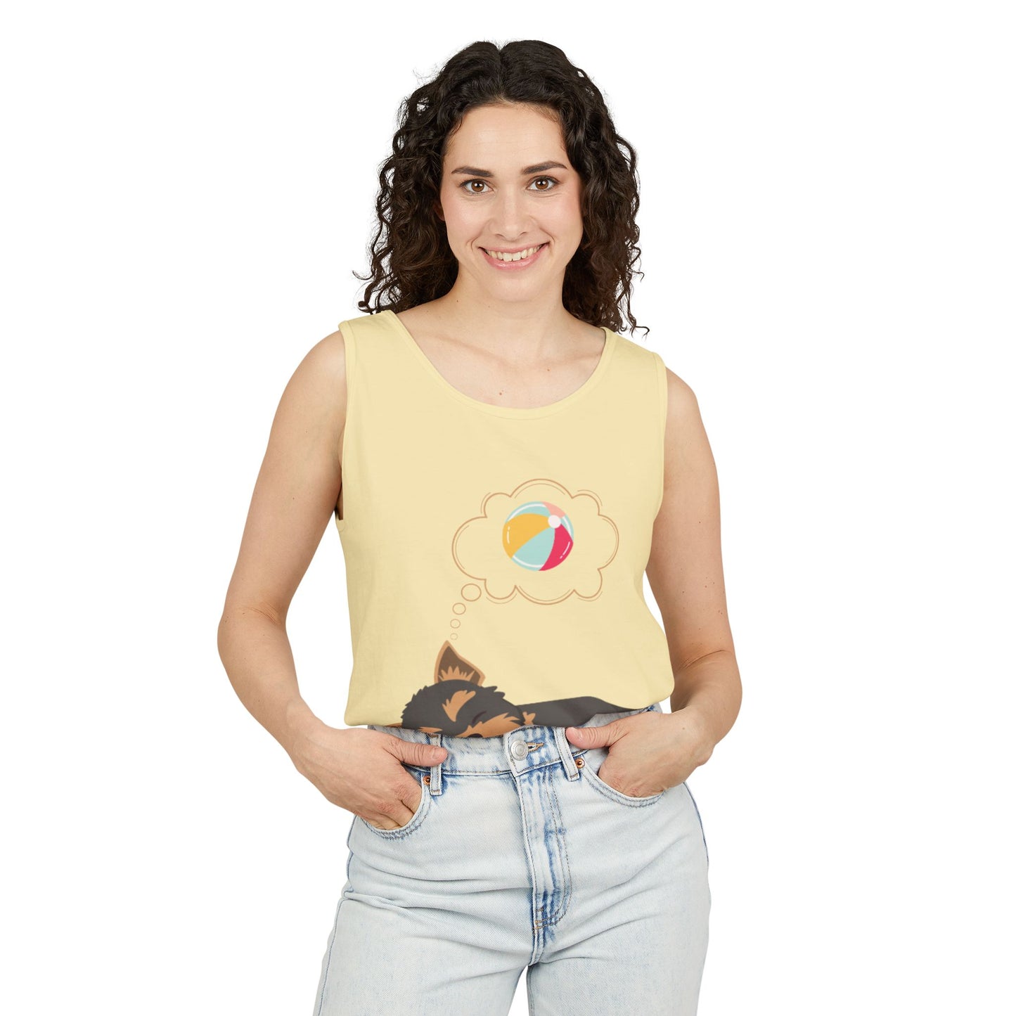 Cute Dog Dreaming Tank Top - Unisex Garment-Dyed Summer Wear