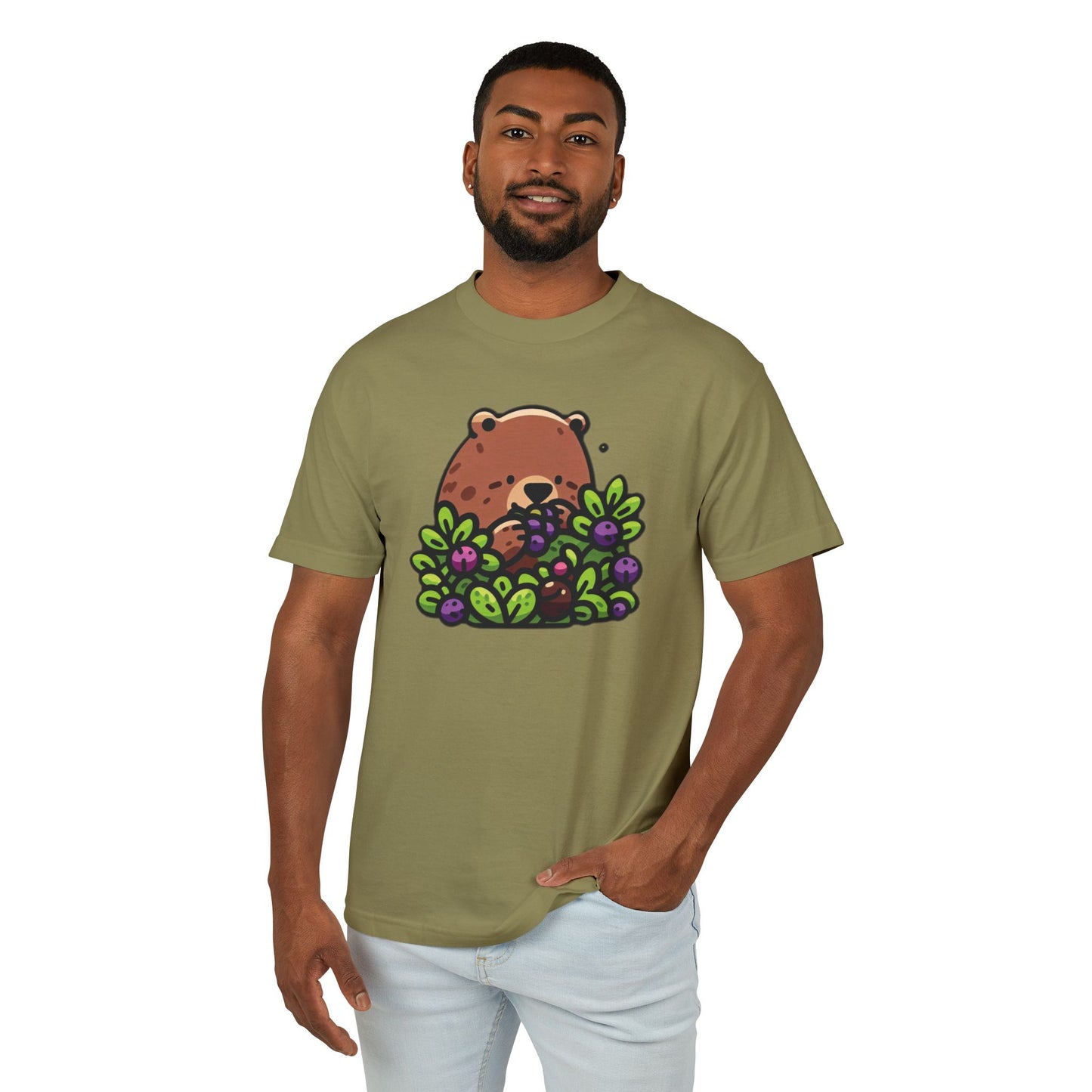 Cute Bear Among Flowers Tee, Graphic T-Shirt, Unisex Cotton Tee, Nature Lovers Gift, Casual Outfit, Summer Style