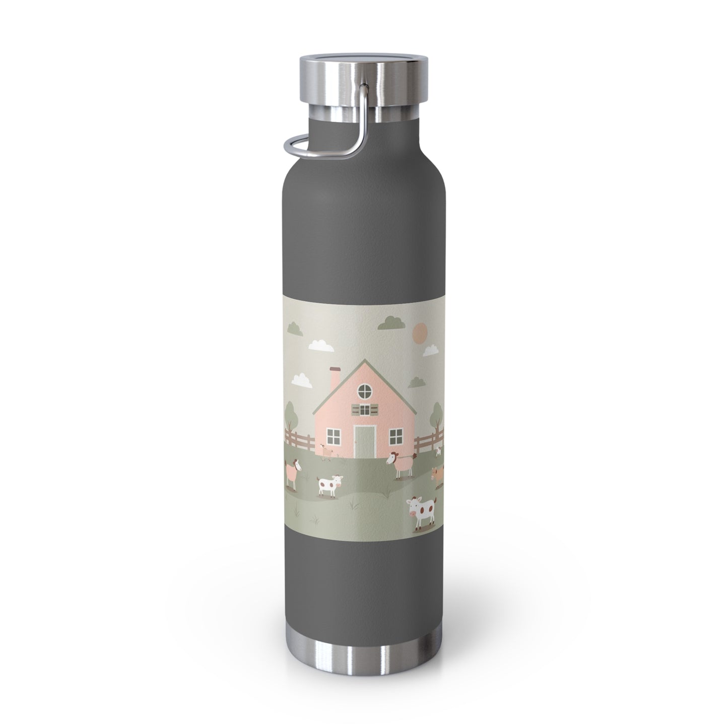 Farmhouse Style Copper Vacuum Insulated Bottle - 22oz with Pastoral Design