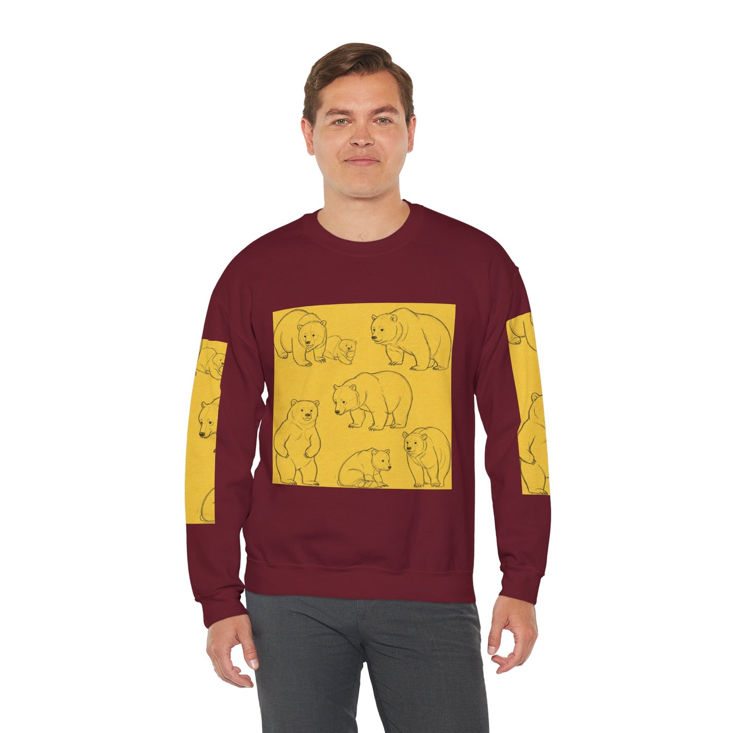 Cozy Bear Illustration Crewneck Sweatshirt - Unisex Heavy Blend