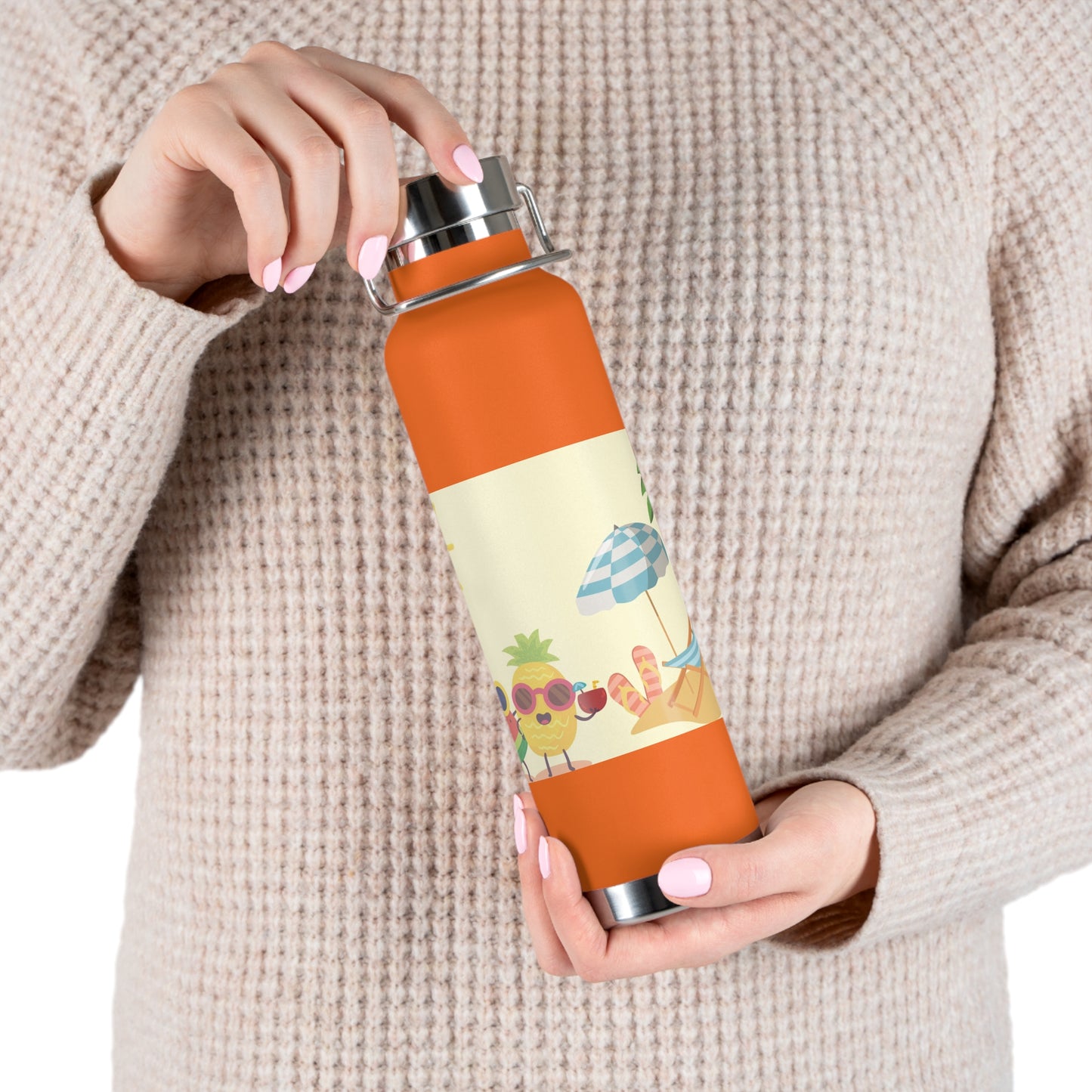 Tropical Fun Insulated Bottle - 22oz, Summer Vibes with Cute Fruit Characters