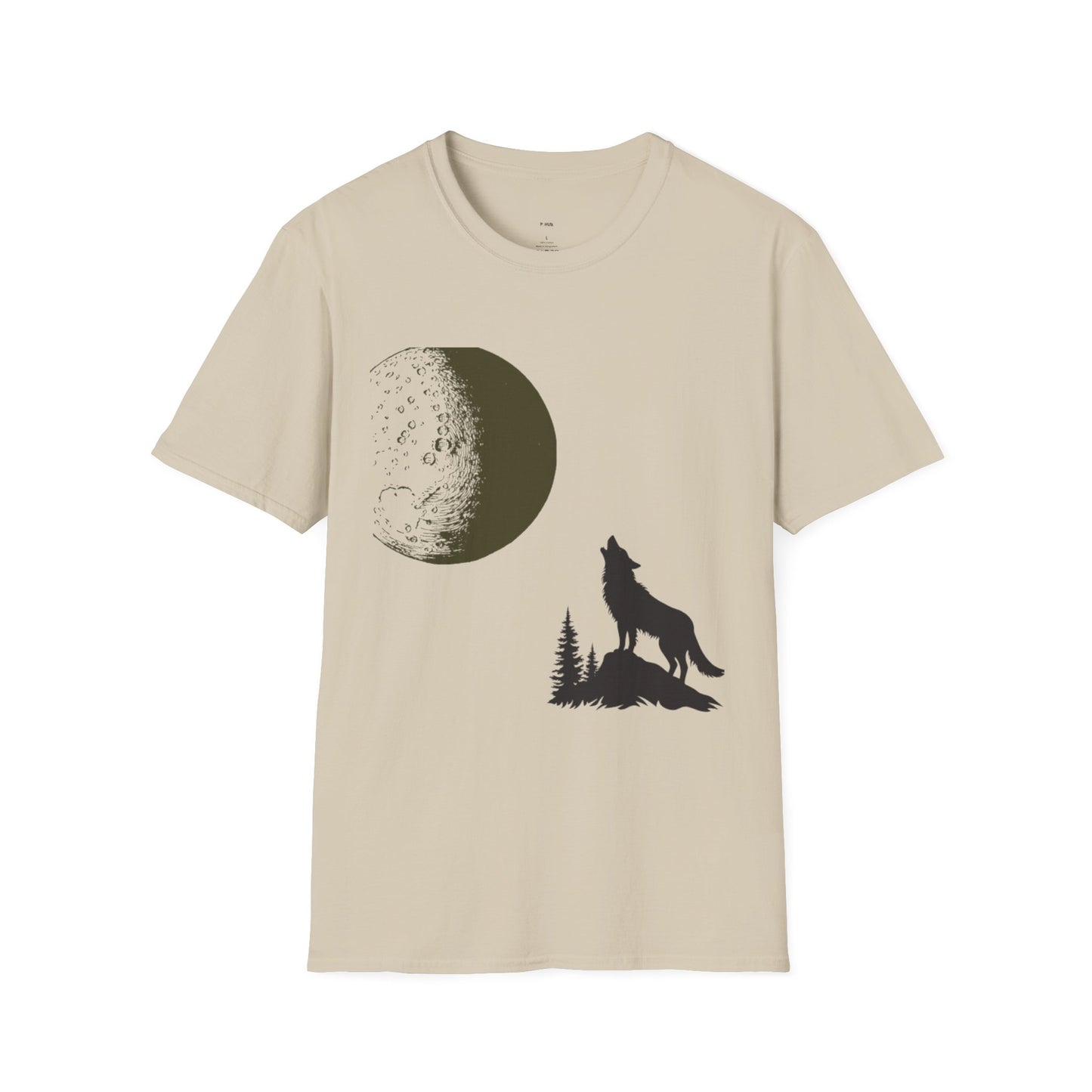 Wolf Howling at Moon Unisex Softstyle T-Shirt - Perfect for Nature Lovers