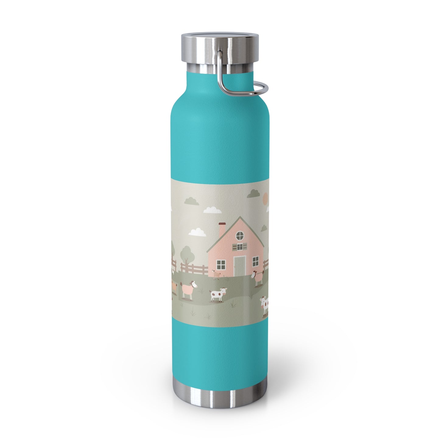 Farmhouse Style Copper Vacuum Insulated Bottle - 22oz with Pastoral Design