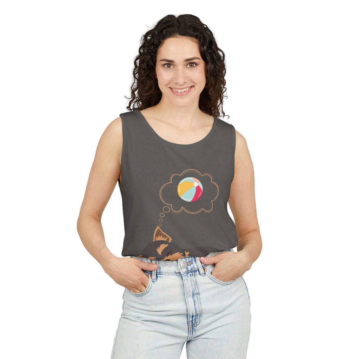 Cute Dog Dreaming Tank Top - Unisex Garment-Dyed Summer Wear