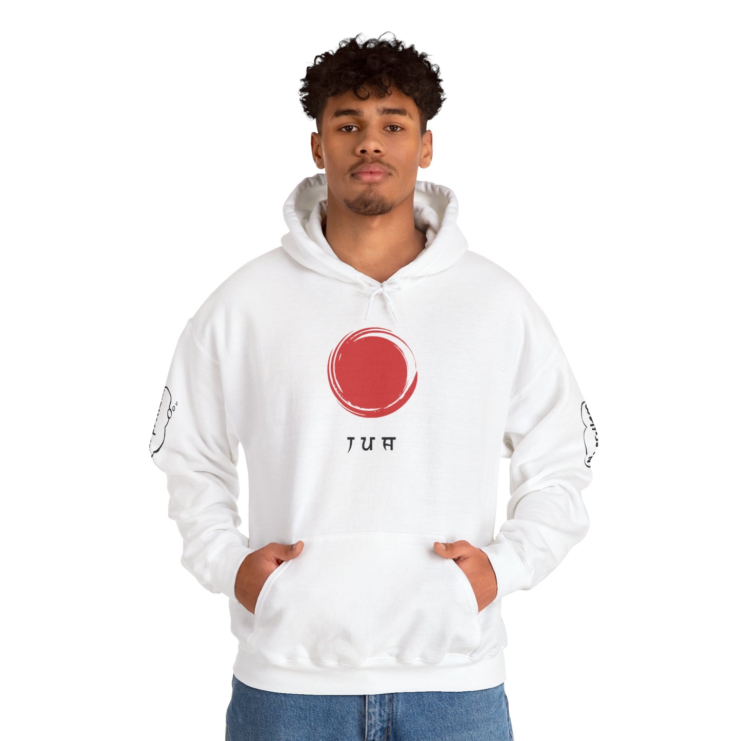 Japanese-Inspired Unisex Heavy Blend™ Hoodie - Minimalist Cloud & Circle Design