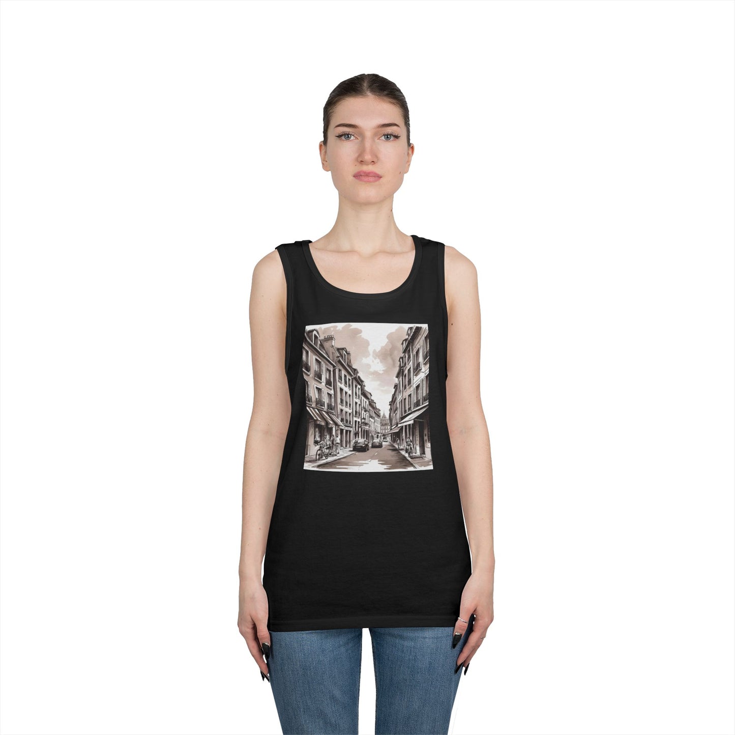 Vintage Cityscape Unisex Heavy Cotton Tank Top