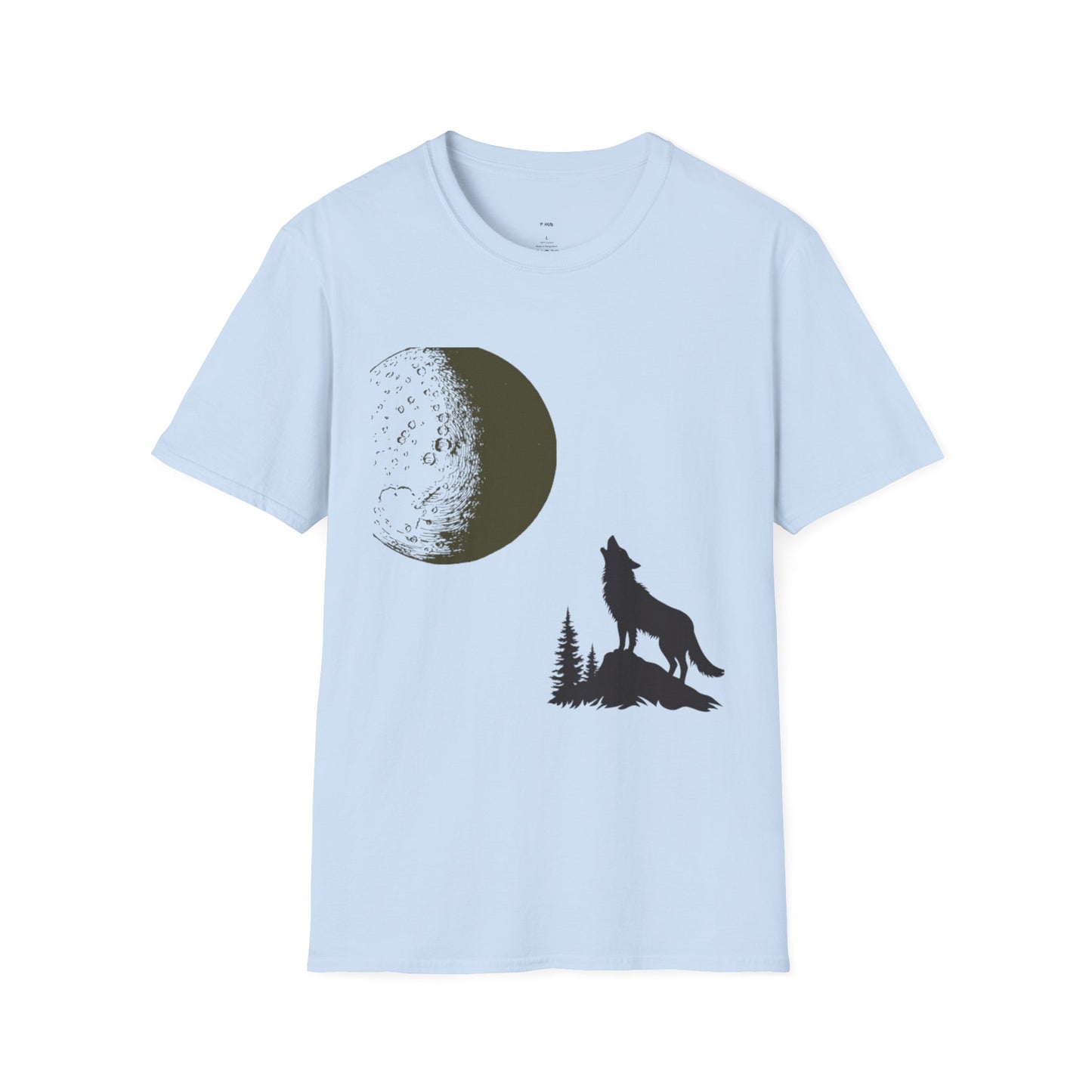 Wolf Howling at Moon Unisex Softstyle T-Shirt - Perfect for Nature Lovers