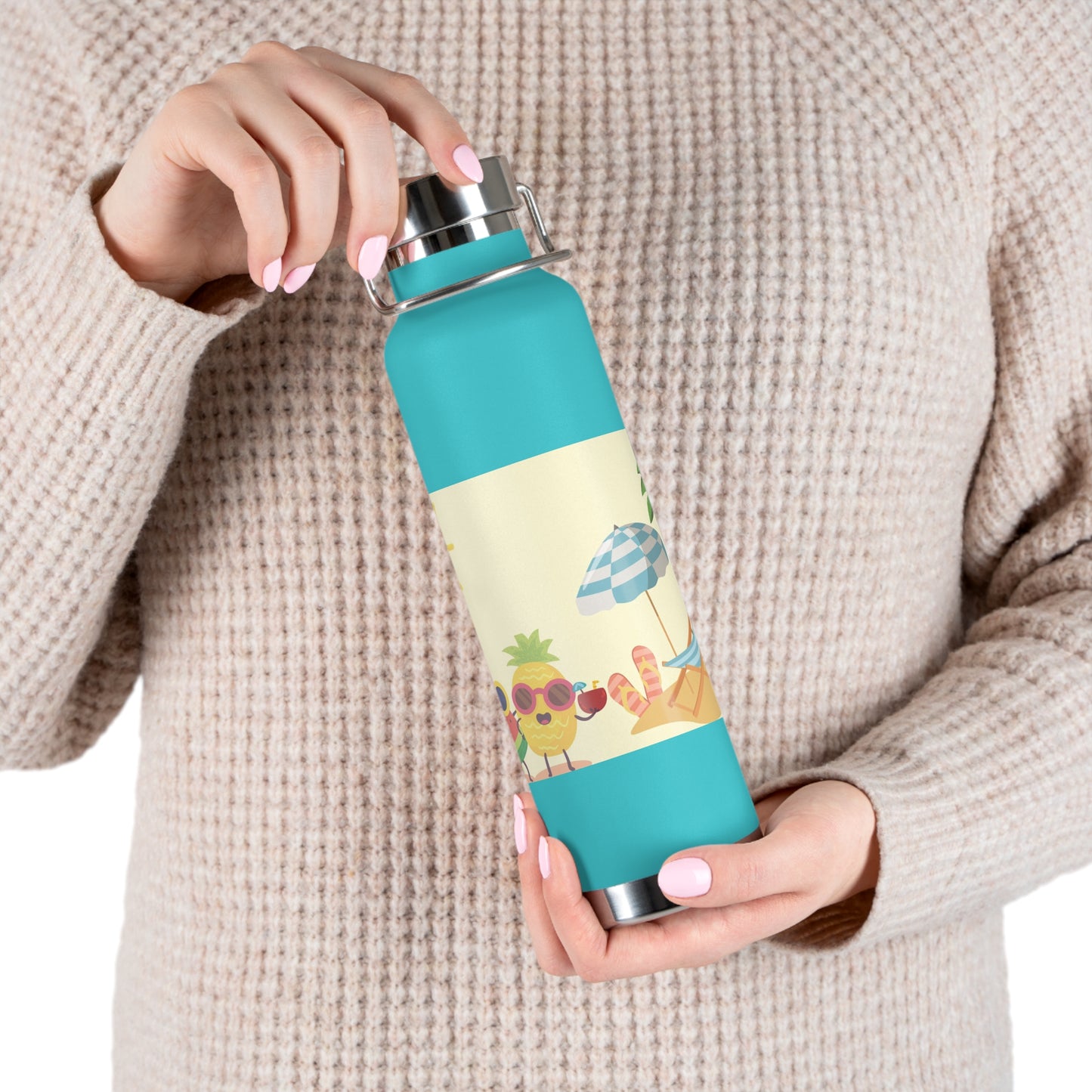 Tropical Fun Insulated Bottle - 22oz, Summer Vibes with Cute Fruit Characters