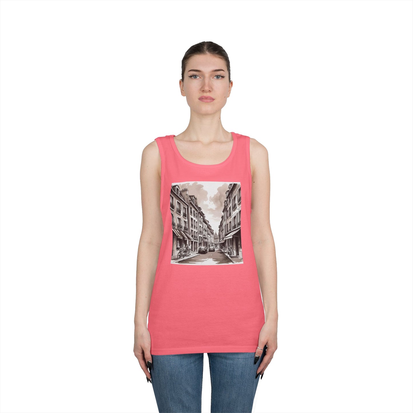 Vintage Cityscape Unisex Heavy Cotton Tank Top