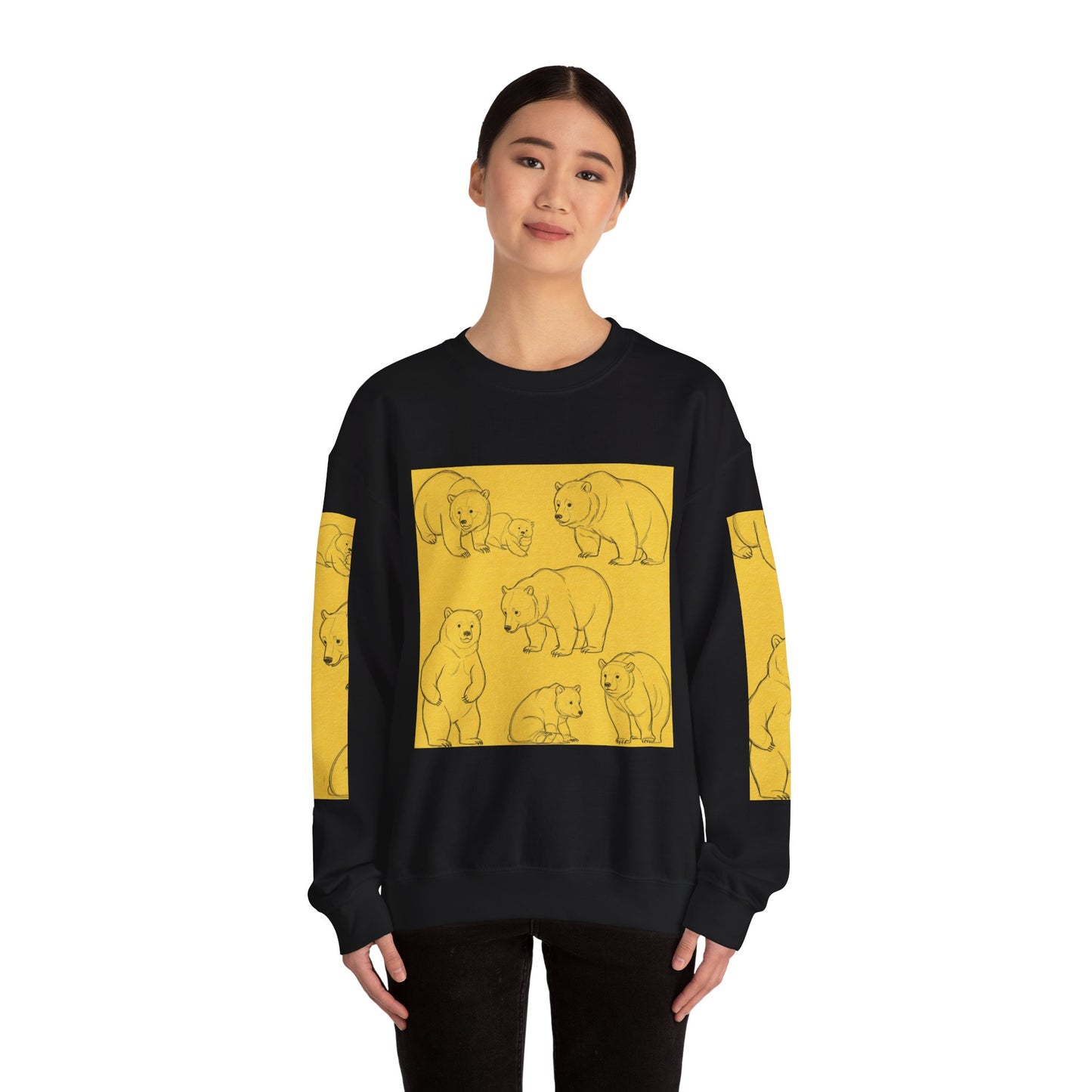 Cozy Bear Illustration Crewneck Sweatshirt - Unisex Heavy Blend