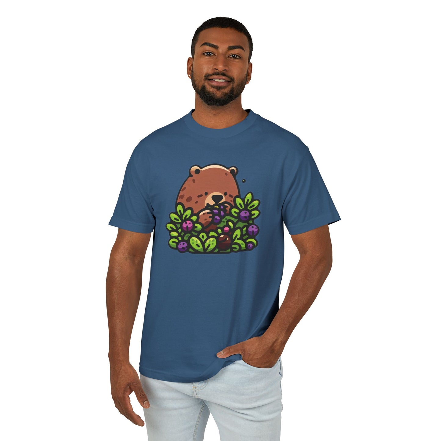 Cute Bear Among Flowers Tee, Graphic T-Shirt, Unisex Cotton Tee, Nature Lovers Gift, Casual Outfit, Summer Style