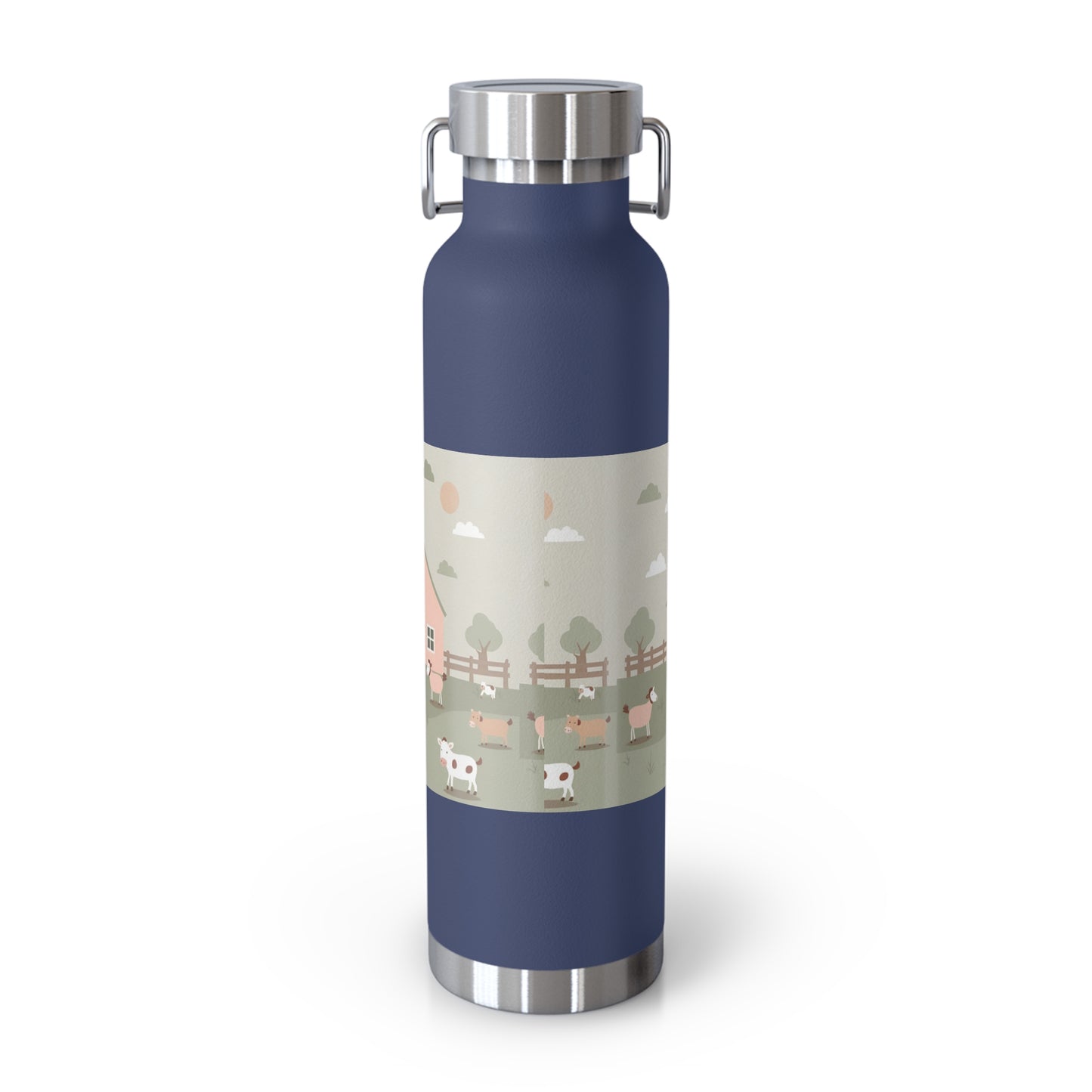 Farmhouse Style Copper Vacuum Insulated Bottle - 22oz with Pastoral Design