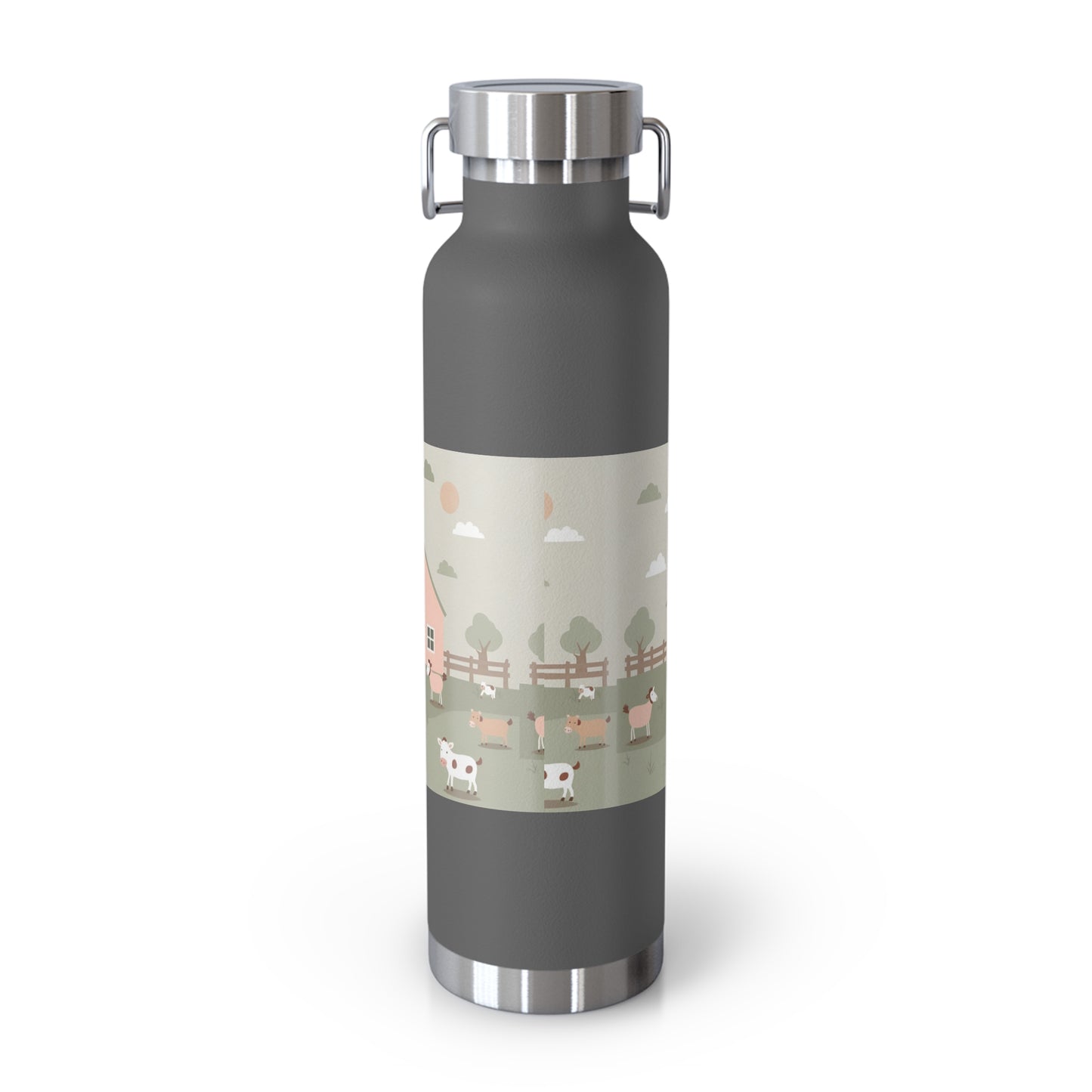 Farmhouse Style Copper Vacuum Insulated Bottle - 22oz with Pastoral Design