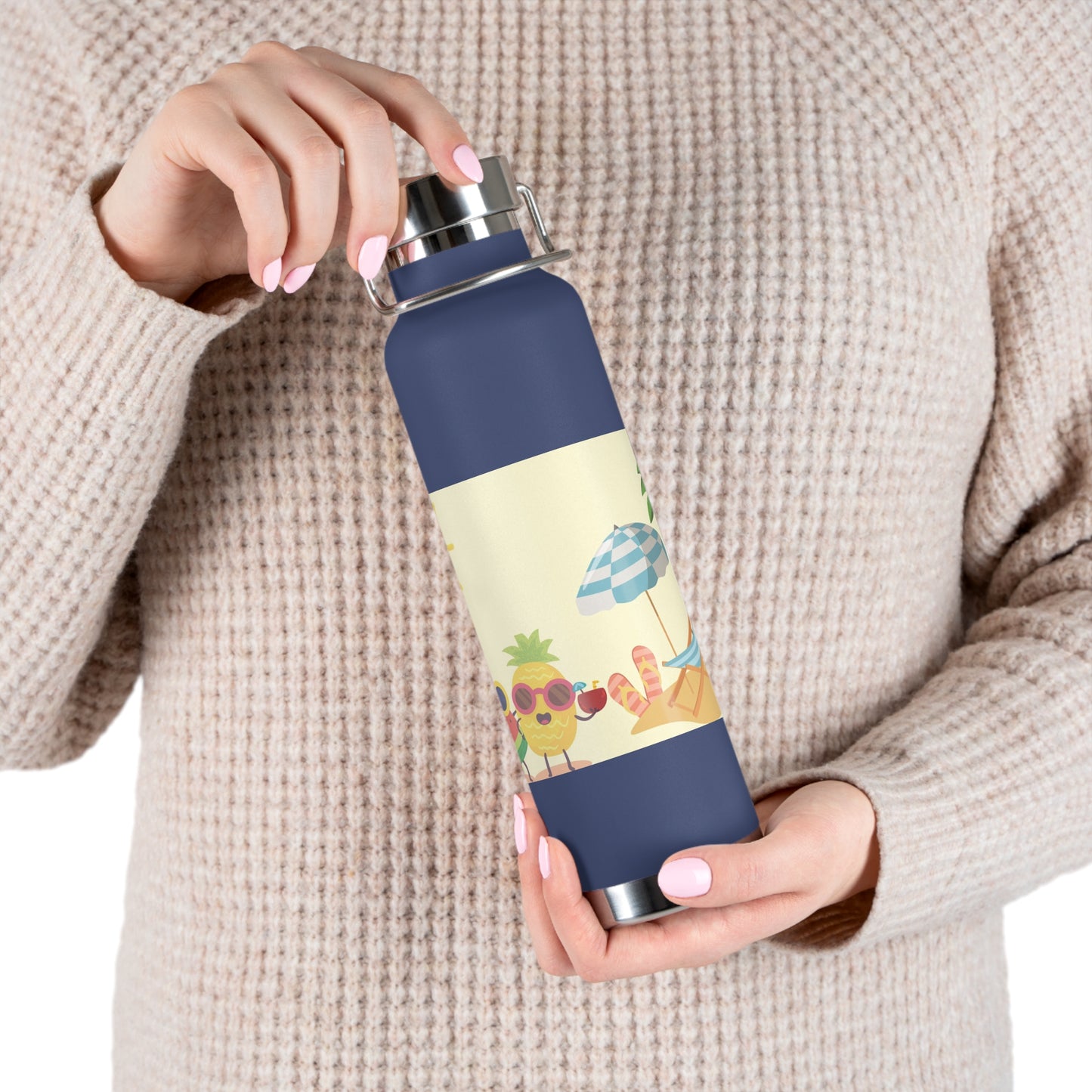 Tropical Fun Insulated Bottle - 22oz, Summer Vibes with Cute Fruit Characters