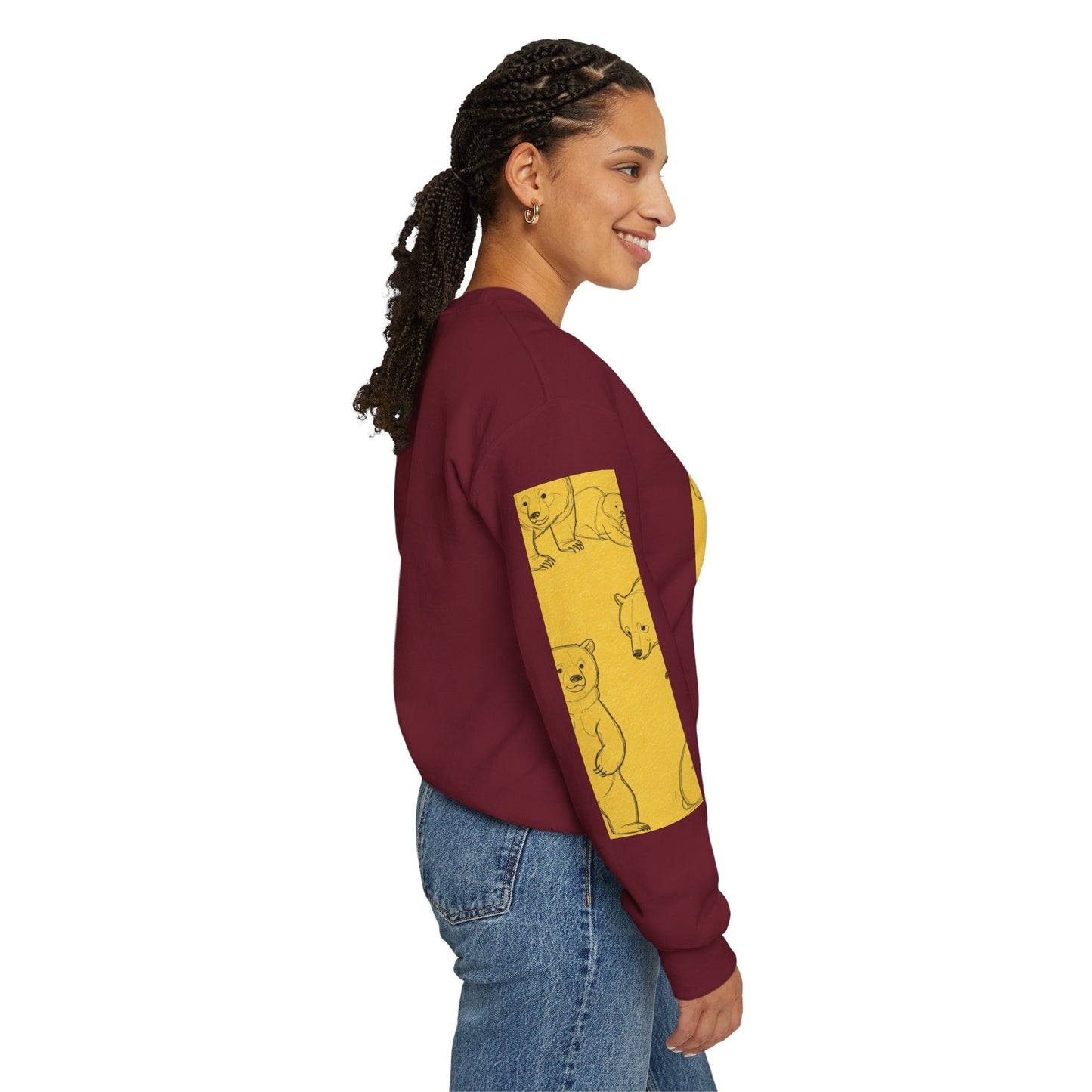 Cozy Bear Illustration Crewneck Sweatshirt - Unisex Heavy Blend