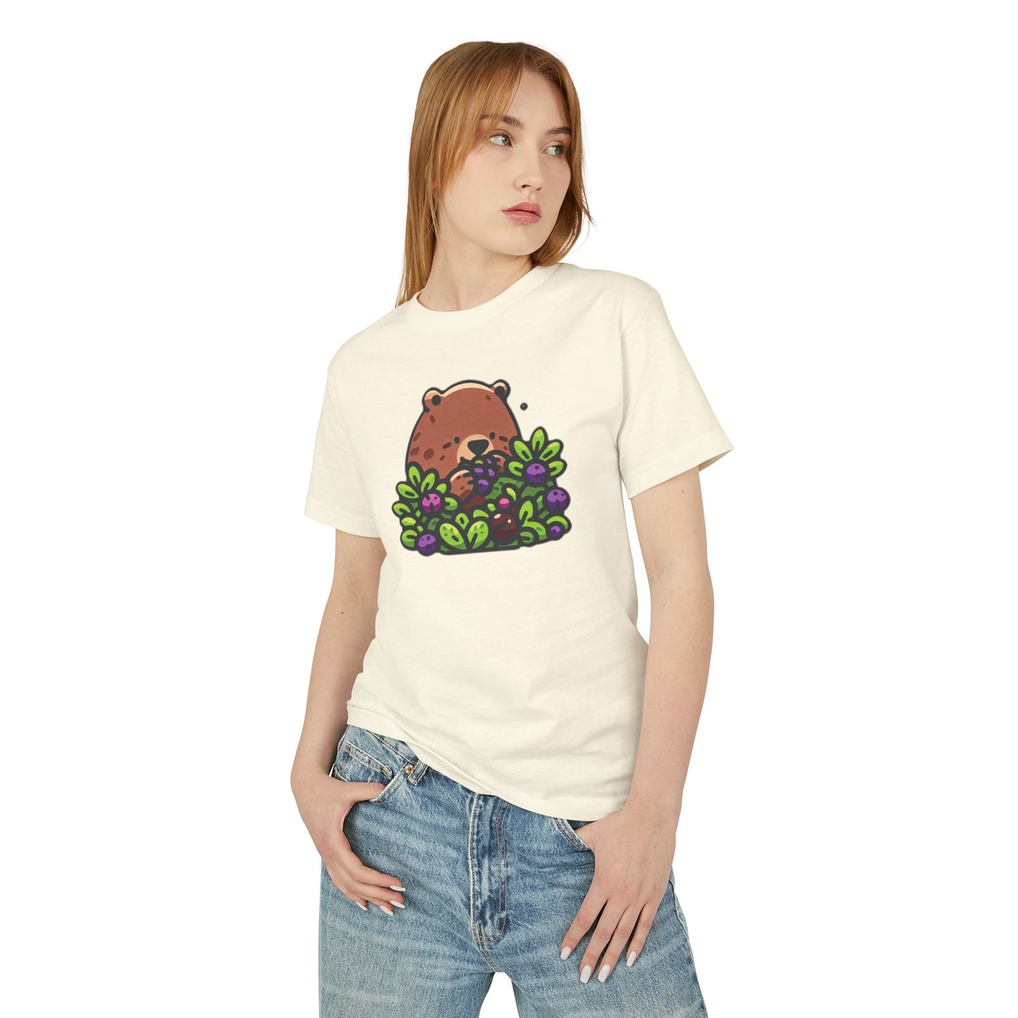 Cute Bear Among Flowers Tee, Graphic T-Shirt, Unisex Cotton Tee, Nature Lovers Gift, Casual Outfit, Summer Style