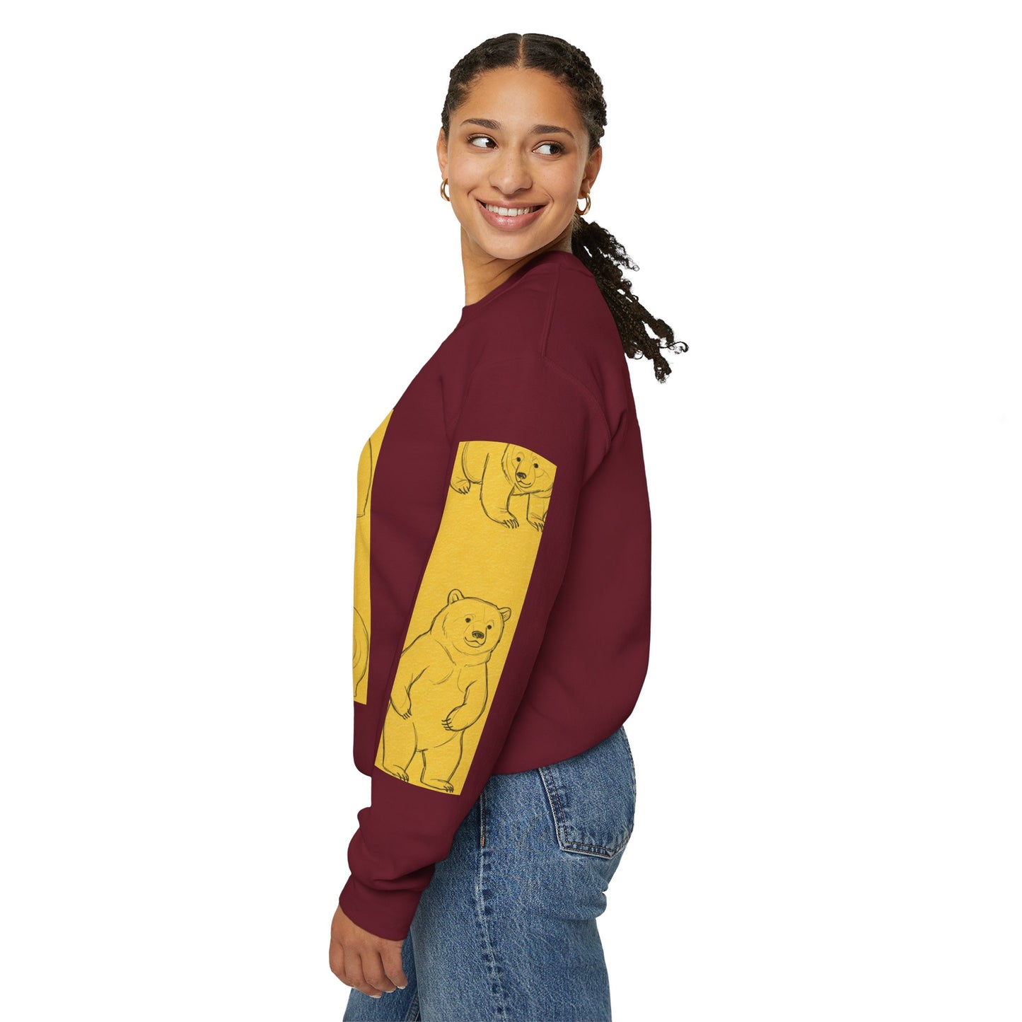 Cozy Bear Illustration Crewneck Sweatshirt - Unisex Heavy Blend