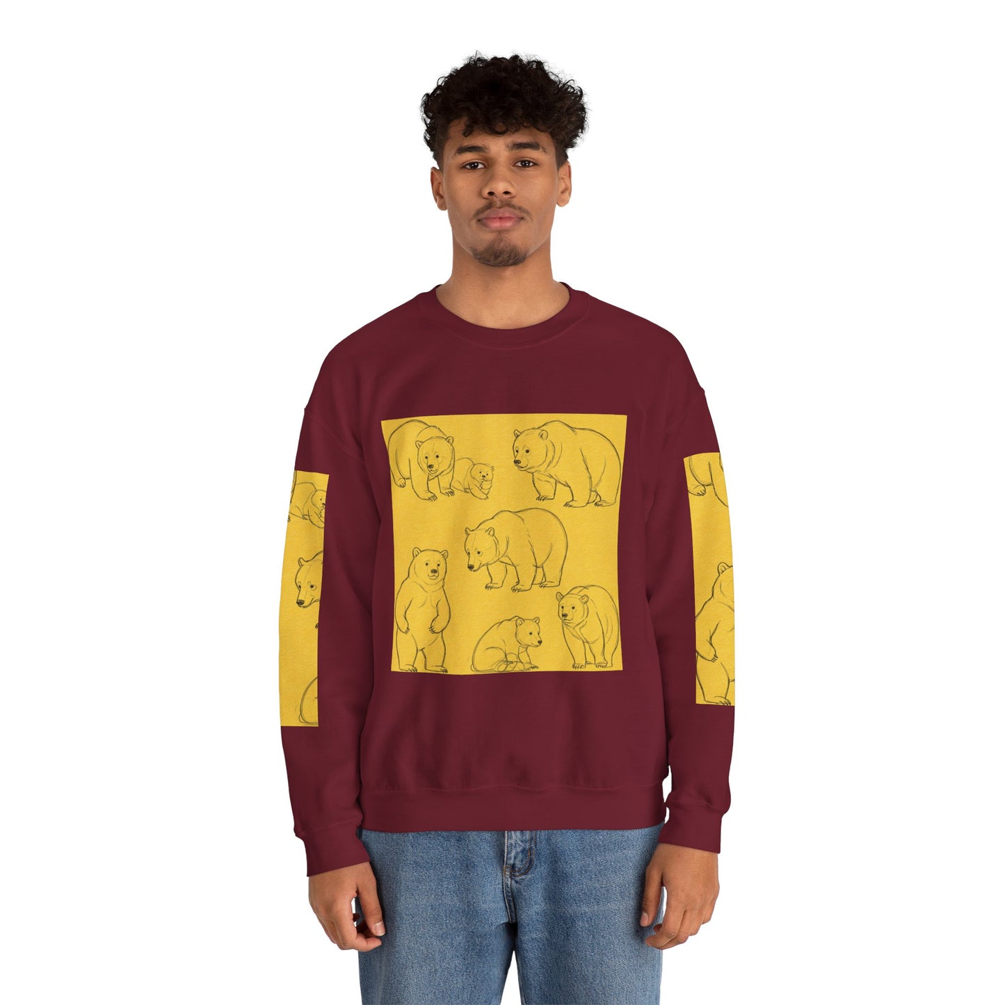 Cozy Bear Illustration Crewneck Sweatshirt - Unisex Heavy Blend