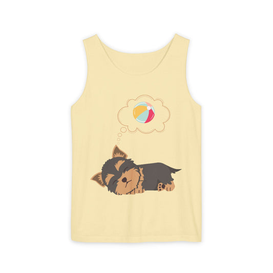 Cute Dog Dreaming Tank Top - Unisex Garment-Dyed Summer Wear