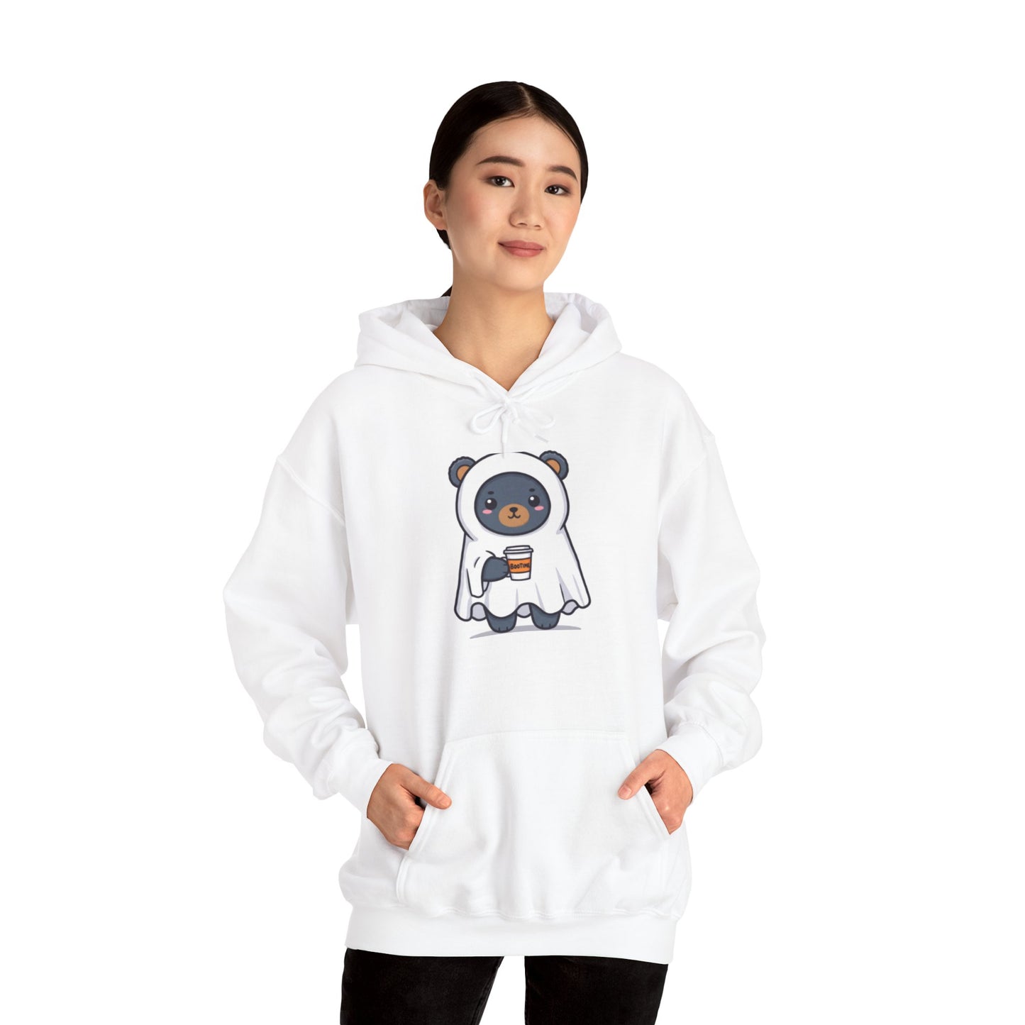 Cute Panda Hoodie with Coffee - Unisex Heavy Blend Sweatshirt