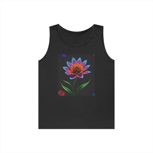 Vibrant Floral Unisex Heavy Cotton Tank Top - Perfect for Summer and Festivities
