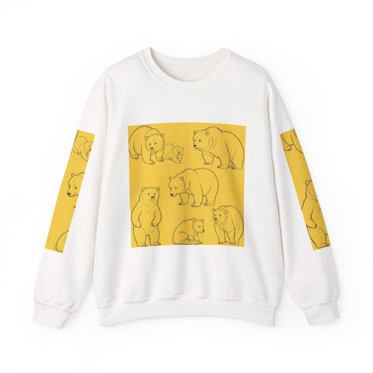 Cozy Bear Illustration Crewneck Sweatshirt - Unisex Heavy Blend